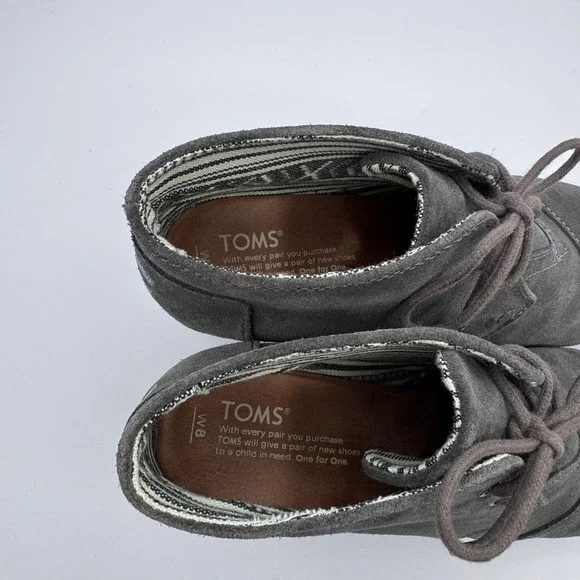 TOMS Womens Desert Wedge Shoes Size 8 Castlerock Gray Suede Ankle Booties - Picture 9 of 12